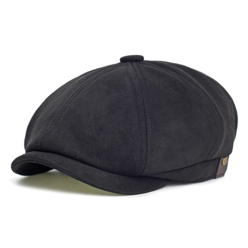 Autumn Winter Warm Faux Leather Cap Newsboy Cap Hat Men Women Casual Beret Solid Cap Flat Caps Vintage Hats