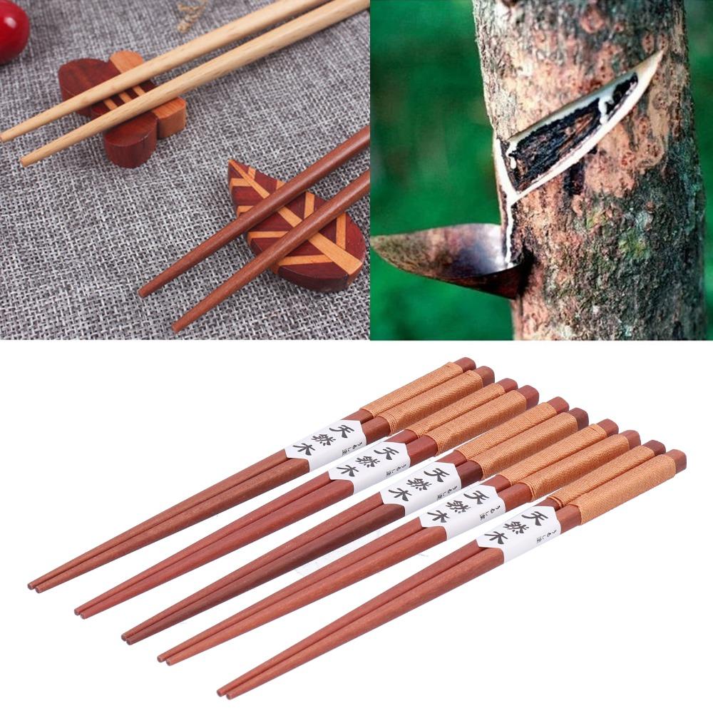 5Pairs Wrapped Twine Handle Anti-slip Chopsticks Slender Retro style Chopsticks Snack Eating