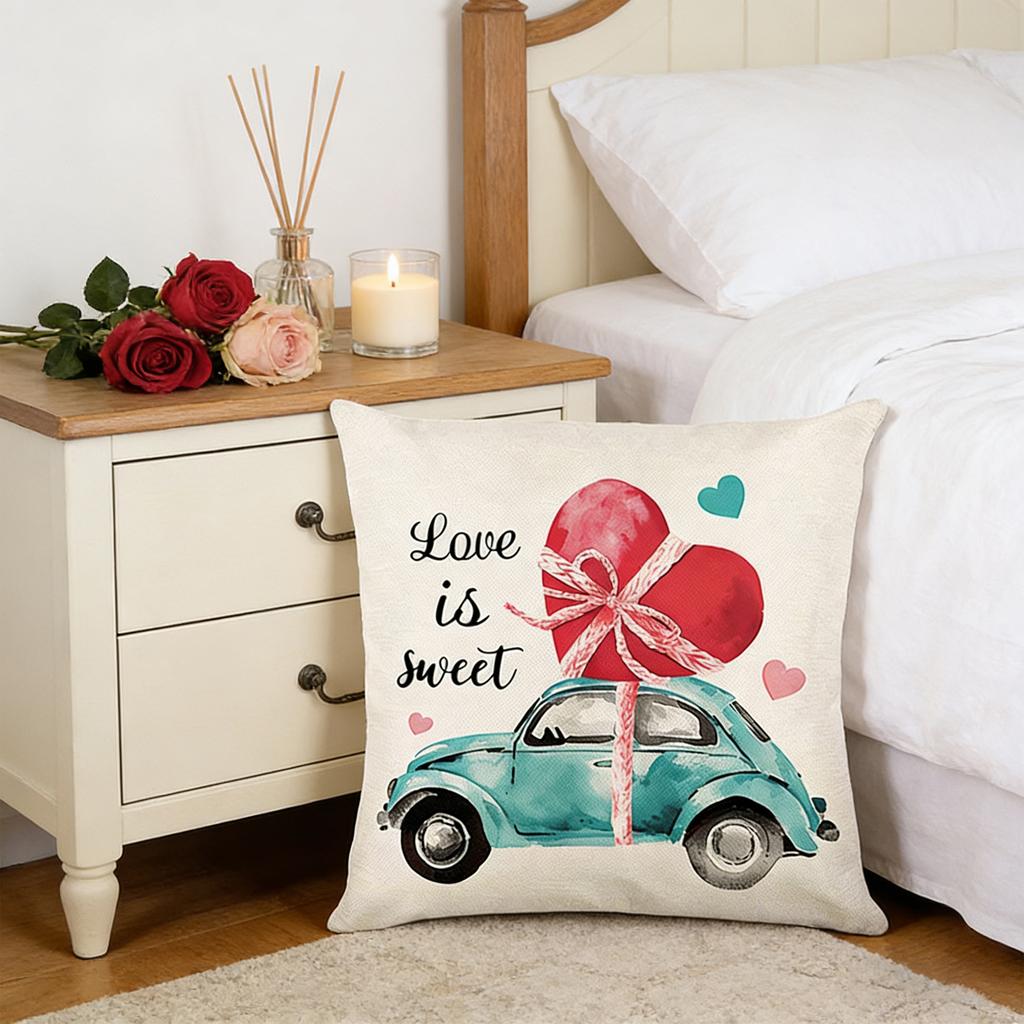 Valentine's Day Pillowcase, 17.71 17.71 Inches, Winter Holiday Theme, Sofa Throw Cover