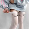 Women's Sexy Suspender Thigh High Stockings Velvet Thin Black and White Irregular Exposed Skin JK Japanese Over-the-knee Socks