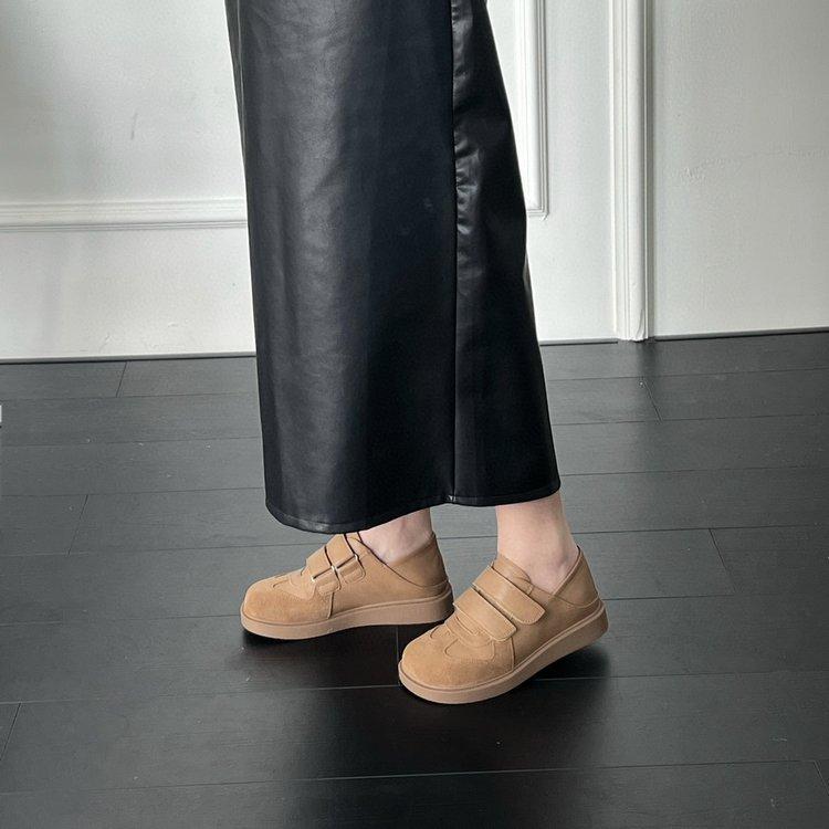 

Наденьте две пары ретро матовых кожаных туфель-липучек, женские немецкие тренировочные туфли, новинка осени 2025 года, кеды на платформе, обувь Boken 40