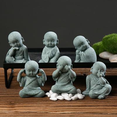 Petite Statue de Moine Bouddha Animal de Compagnie Zen pour Thé et Décoration d'Aquarium/Plante en Pot