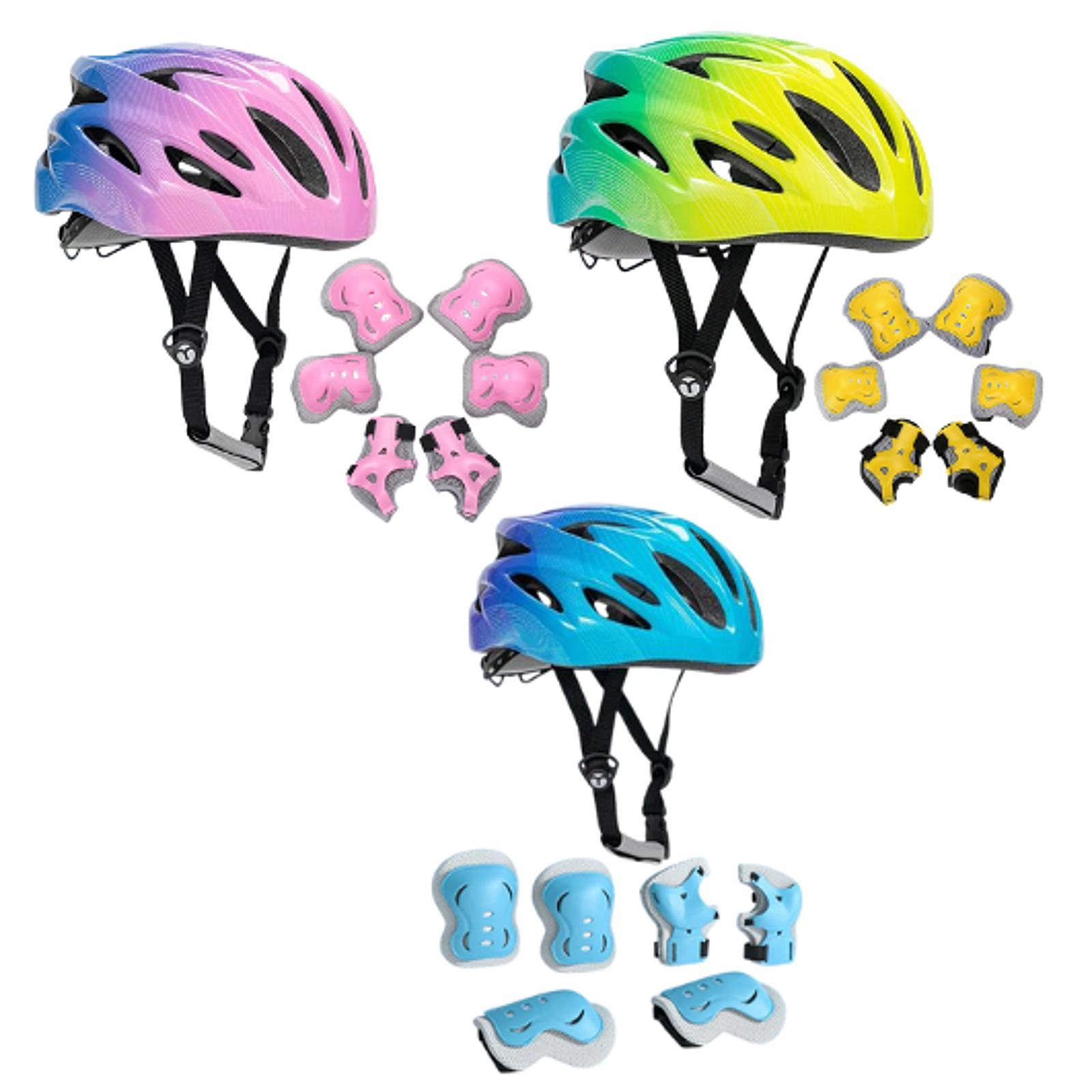 Kids Bike Helmet Gift with Wrist Guards Equipment Lightweight Skateboard Helmet for Bicycle Roller Skate Sports Skateboard Boys verde
