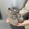 Fashion Moccasins Women Shoes 2025 New Multi-color Women's Lace-up Loafers Non-slip Large-size Thick-soled  Suede Derby Shoes For Women