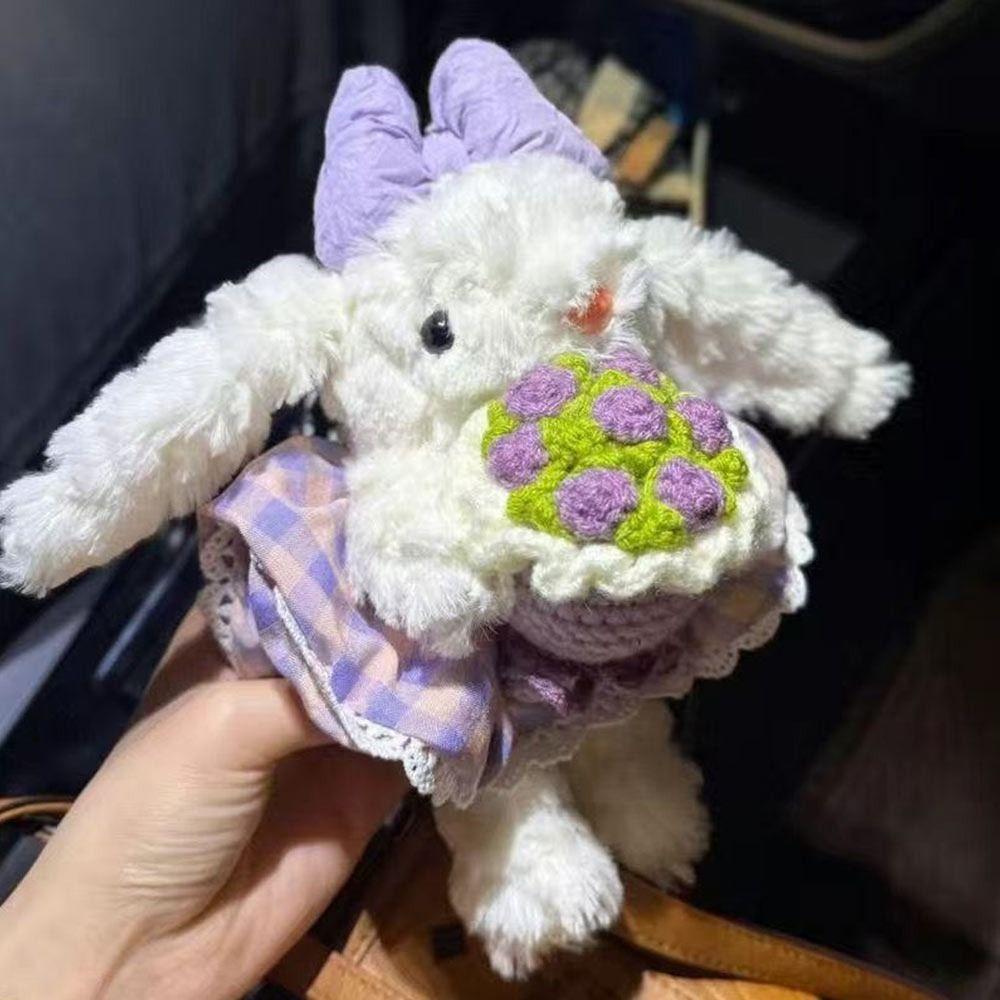 New Plush Rabbit Doll Pendant Lop Ears Cartoon Doll Keychain Bowknot Stuffed Hanging Decoration Gifts