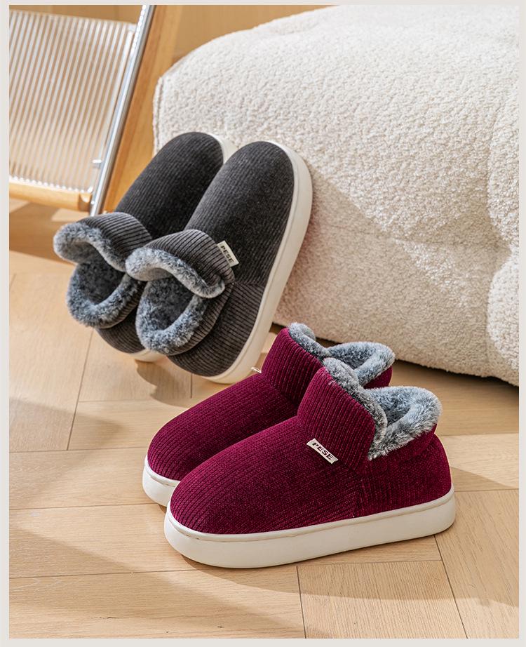 Men's 2025 Closed-Back Cotton Slippers: Thick, Warm, Velvet-Lined, Odor-Resistant Indoor Shoes for Autumn/Winter.