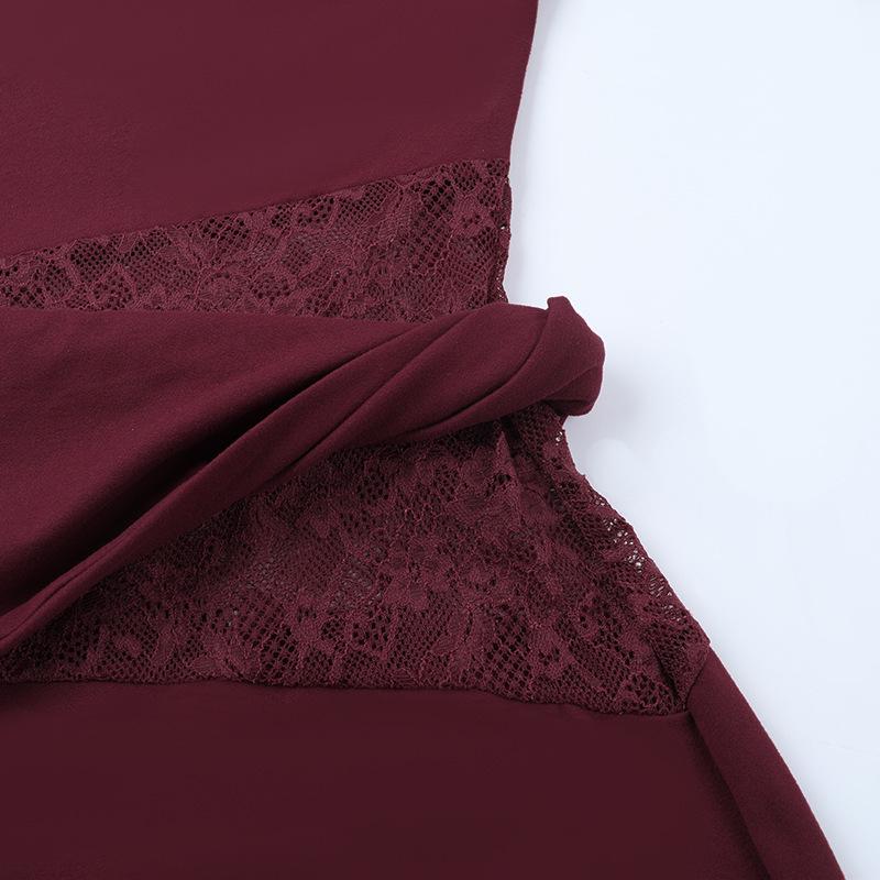 European Style Women's Winter Long Sleeve Lace Patchwork Bodycon Dress