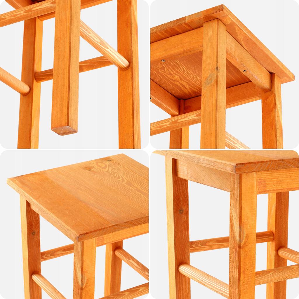 KADAX Wooden Kitchen Stool Chair 43.5cm Solid Alder