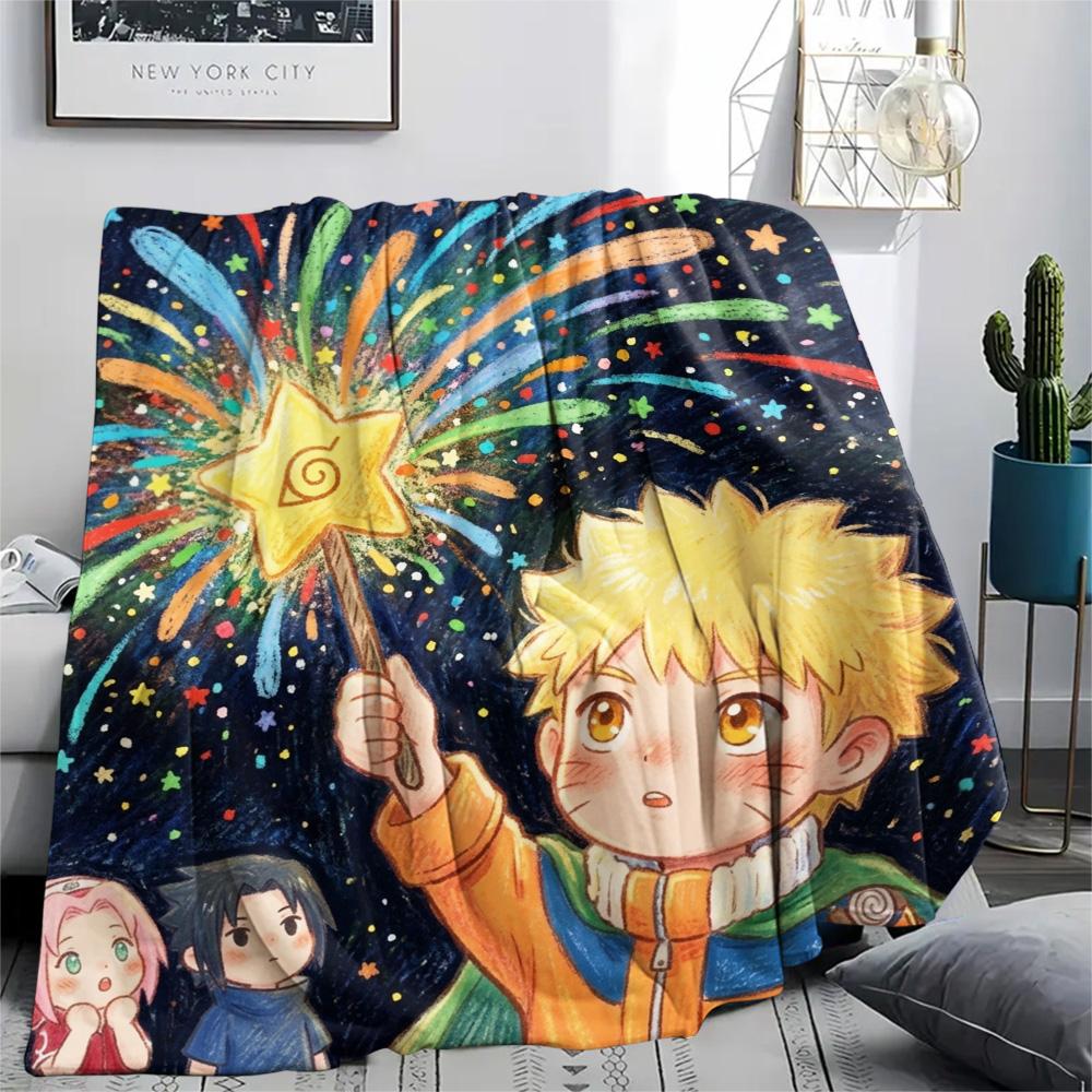 Naruto Flannel Blanket Warm Comfortable Print Pattern for Sofa Bed Chair Indoor Travel.-TING