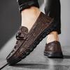 Men's Casual Shoes Crocodile Pattern Leather Men's Classic British Style Loafers Men Party Wedding Flats