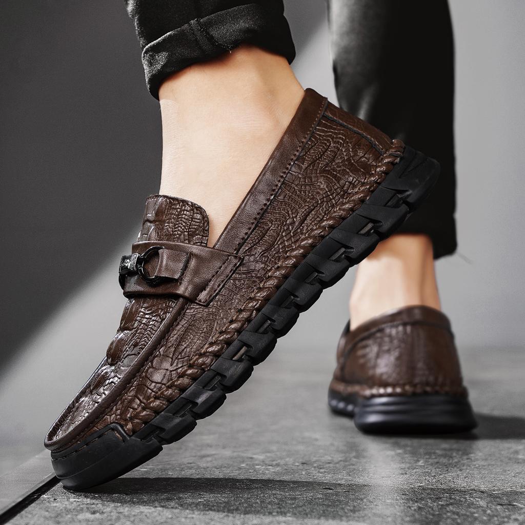 Men's Casual Shoes Crocodile Pattern Leather Men's Classic British Style Loafers Men Party Wedding Flats