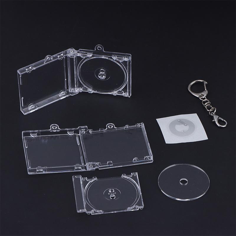 Mini Cd Keychain Album Cases Plastic Cd Cases Clear Dvd Cover Bulk Dvd Jewel Keyring Music Blank Mini Compact Disc Holder
