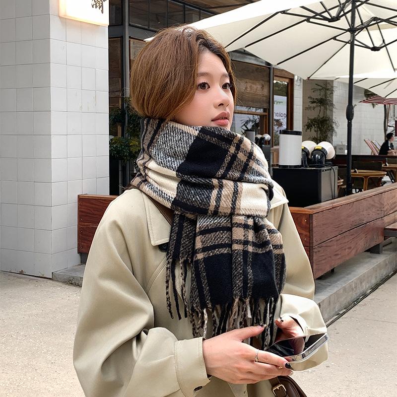 Fleece-Like Cashmere Scarf High-End Women's Autumn Winter Thickened Versatile Shawl Neck Warmer