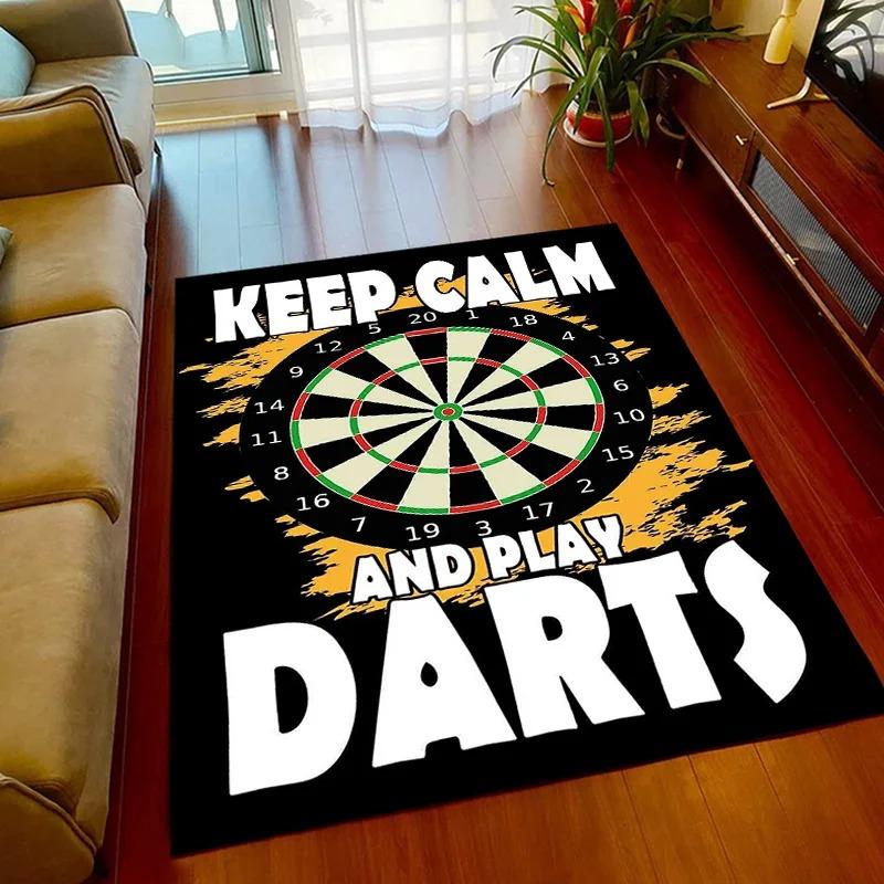 Retro Darts Thema Bereichsteppich Großer Teppich für Man Cave Wohnzimmer Spielzimmer Dekor Weiche Rutschfeste Waschbare Fußmatte