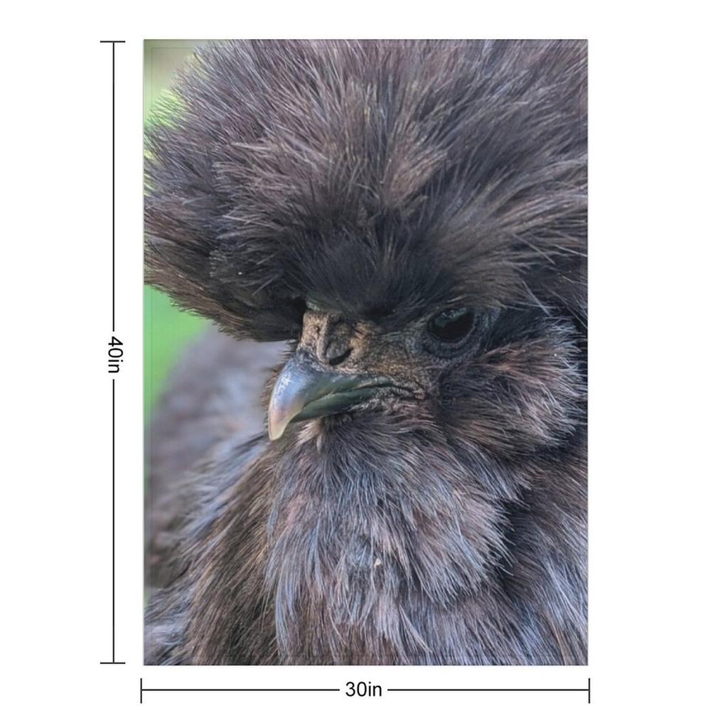 Schwarzes Seidenhuhn, Niedliches Silkie Nahaufnahme Wurfdecke Valentinstag Geschenkideen Retro Polar Manga Decken