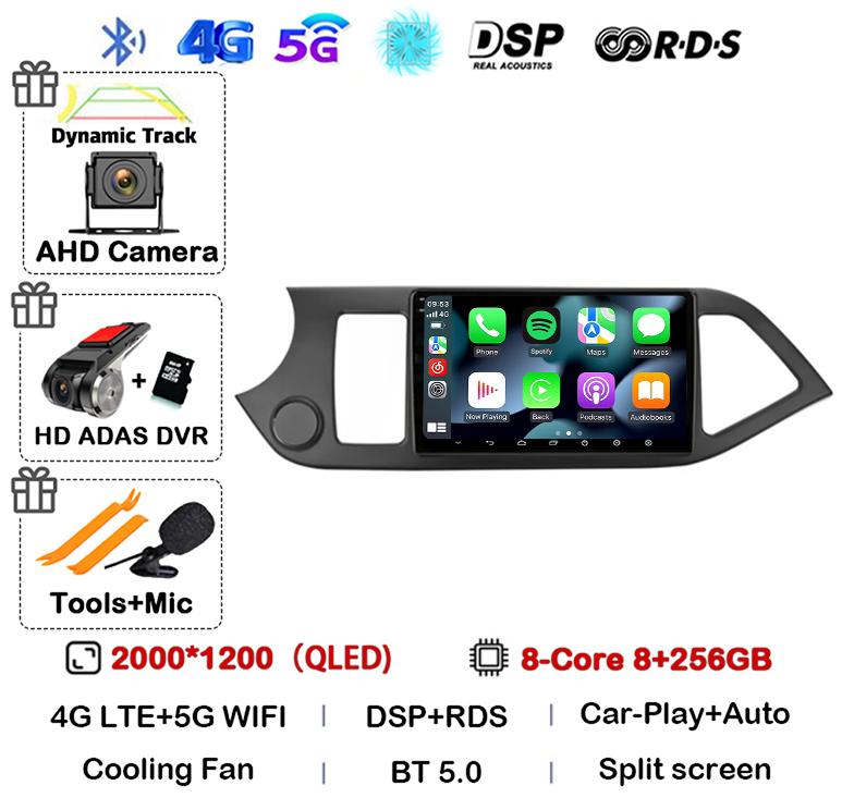 Android 14 Carplay Auto For KIA PICANTO Morning 2011 2012 2013 2014 2015 2016 Multimedia Car Radio Navigation Player WIFI+4G DSP