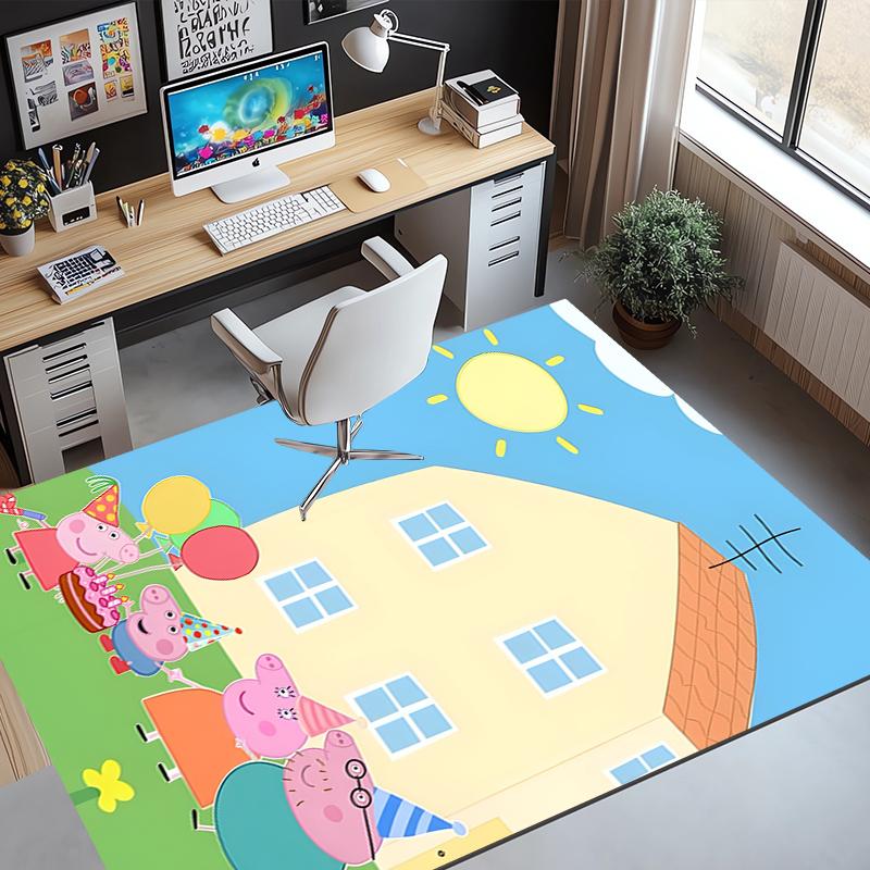 Peppa Pig Pattern Rug, Indoor/Outdoor Mat, for Picnic, Gameroom, Bedroom, Office, Living Room, Home Decor Carpet, Birthday Gift