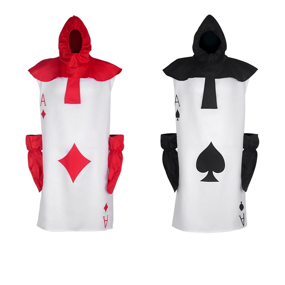 Alice Story Card Soldier Cosplay Costume Playing Card Outfit for Adults Red and Black Halloween Party