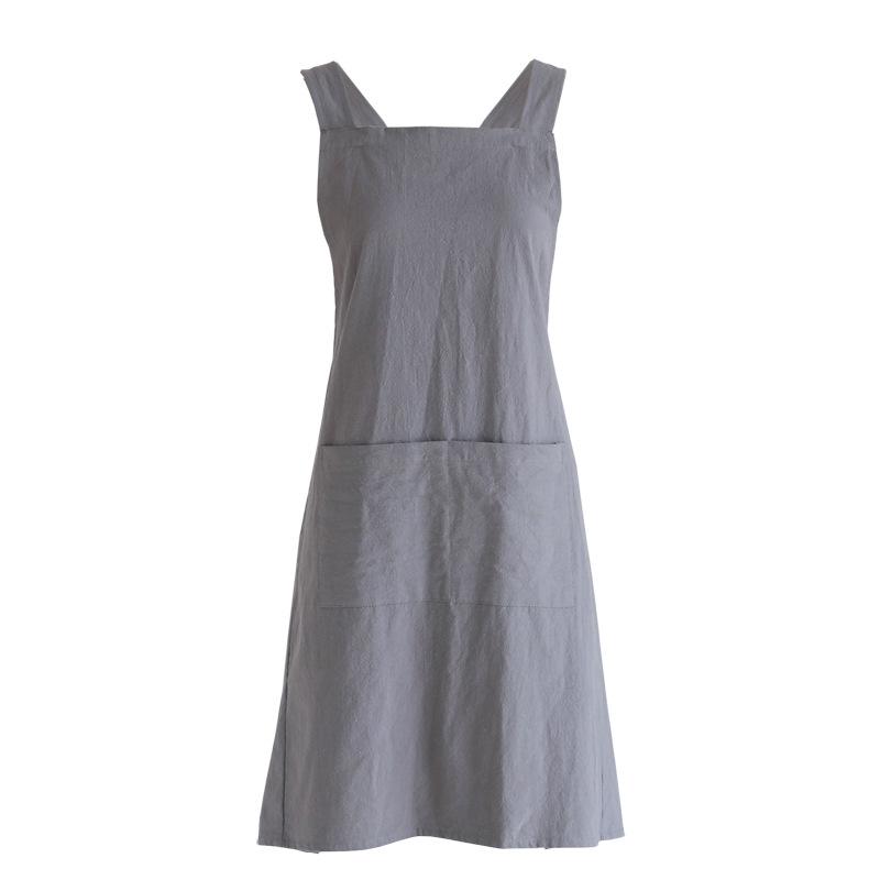 Grembiule Giapponese Minimalista Fatto a Mano in Cotone e Lino da Uomo con Bordi Dritti, Senza Lacci, Vintage, per la Casa