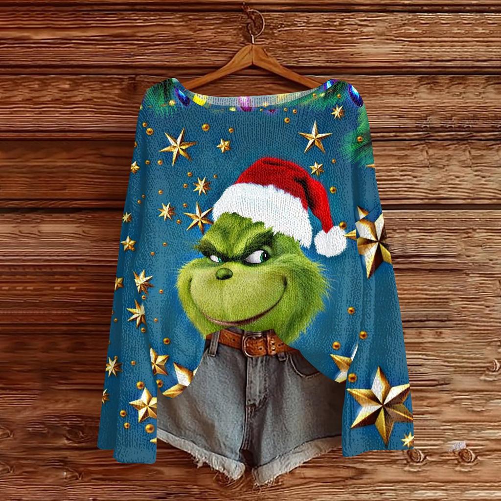 Christmas Sweatshirts For Women Knit Sweater Cute Shirt Fall Crewneck Pullover Tops