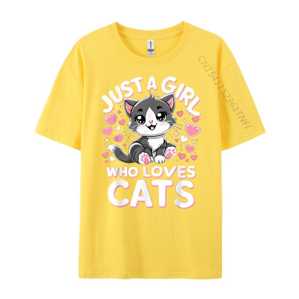 Just A Girl Who Loves Cats Cute Cat Oversized T Shirt Men TShirt