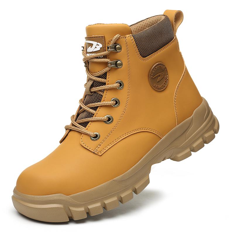 Fashion Mens Steel Toe Safety Boots Waterproof Leather Work Shoes Protective Work Boots High Top Safety Shoes Man Labor Protection Shoes
