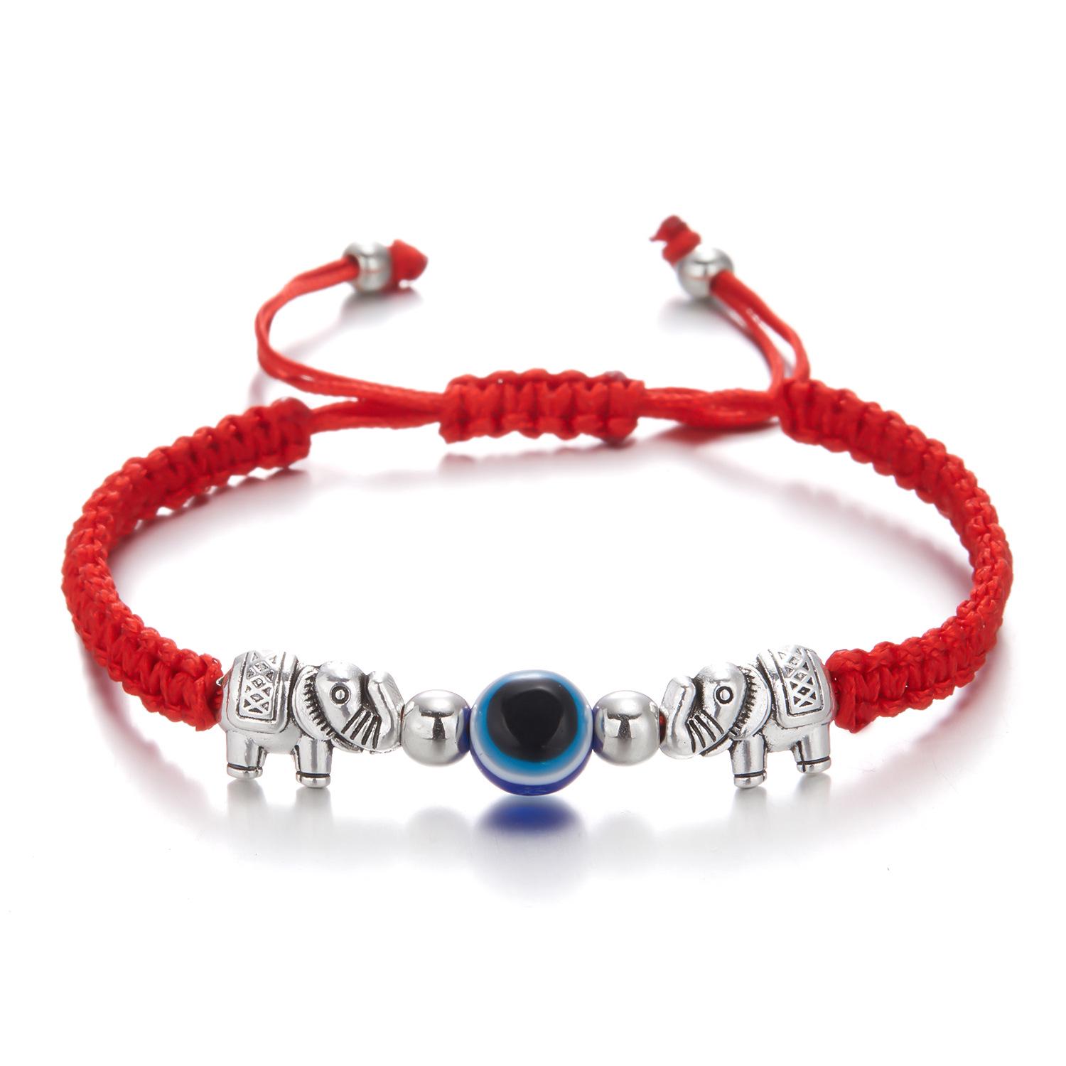 

Adjustable Red Rope Bracelet with Evil Eye and Butterfly Design