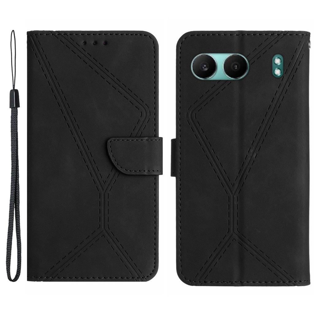 HT05 For OnePlus Nord 4 Case Skin-Touch Lines PU Leather Flip Phone Cover