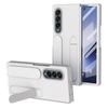 For Samsung Galaxy Z Fold3 5G Case with Tempered Glass Film Kickstand Wristband PC+Silicone Phone Cover