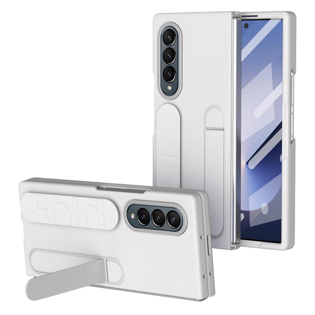 For Samsung Galaxy Z Fold3 5G Case with Tempered Glass Film Kickstand Wristband PC+Silicone Phone Cover