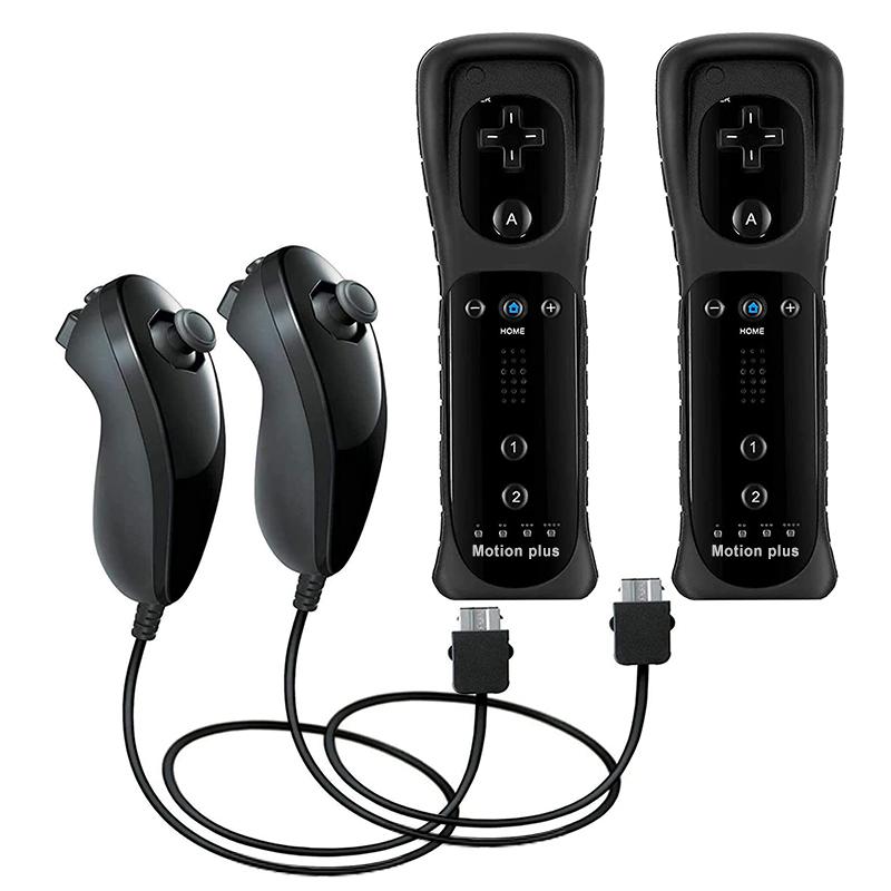 A Pair Remote Controller with Nunchuck Controller for Wii Games Control for Wii Console Wireless Gamepad with Motion Plus
