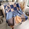 Korean Version Of Bird Grid Geometric Shape Splicing Flower Fashion Versatile Commuting Imitation Cashmere Warm Women'S Scarf