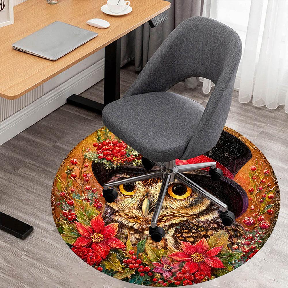 

1PC owl top hat Office Round Area Rug, Under Office Chairs Bedroom Living Room Home Decor, Carpet for Office -1110144 80cm by 80cm