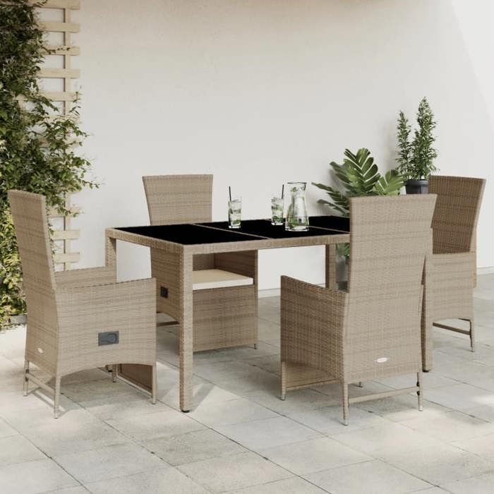 VidaXL Garden Dining Set with Cushions 5pcs, Patio Table, Patio Furniture, Outdoor Furniture, Beige 3277575