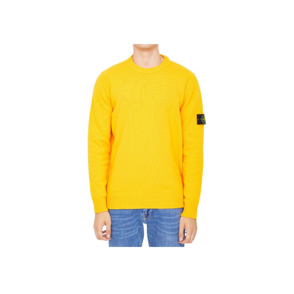 Stone Island Fw22 Solid Color Ribbed Knit Long Sleeve Wool Sweater Men sweater Yellow 7715508A3-V0030