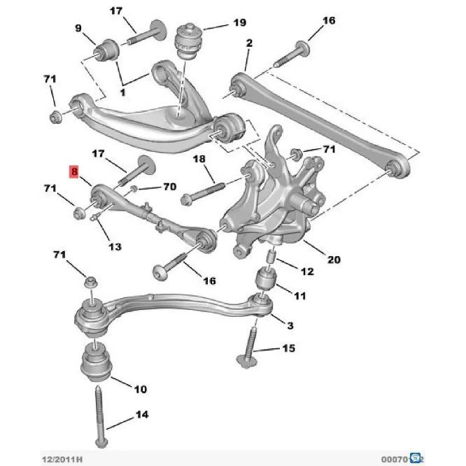 5175CF 517847 5175FA For Peugeot 407 508 Citroen C5 C6 Rear suspension trailing arm rear axle straight arm