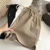 Drawstring with High Waist Elastic Double Pocket Casual Shorts Women's Summer New Thin Wear Wide Leg Running Hot Pants