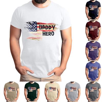 Ανδρικό T-Shirt με στάμπα σημαίας για την Ημέρα του Πατέρα Ανδρικό φαρδύ casual τοπ με κοντό μανίκι