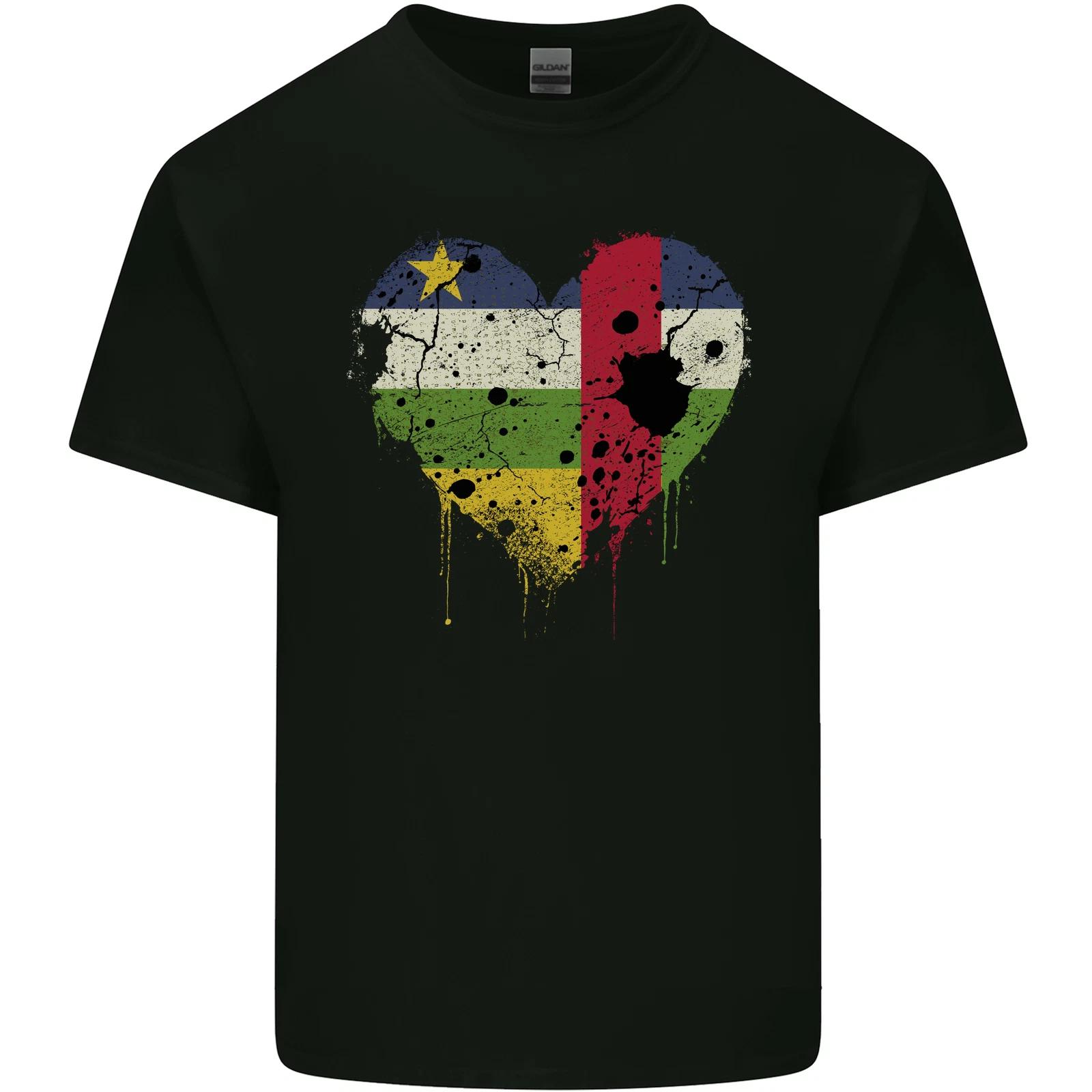 Love Flag Central African Republic Football Kids T-Shirt Childrens S