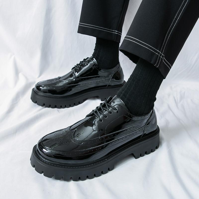 Fashion Baroque Men'Bright Design Thick Soled Casual Shoes Fashionable Round Toe Gathering Comic Exhibition Wedding Best Man Oxford Shoe