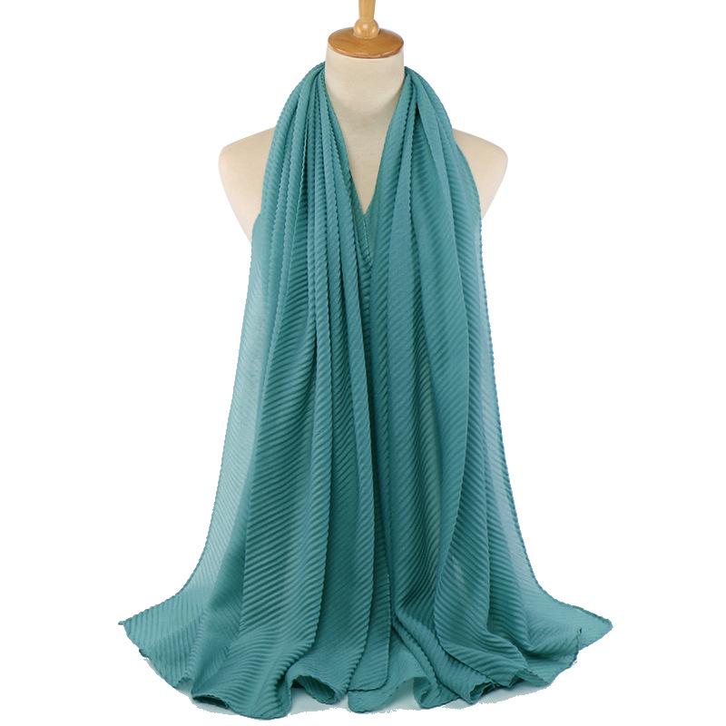 Niche Crinkled Cotton Linen Headscarf: Fashionable Pleated Long Scarf for Women (YW112)