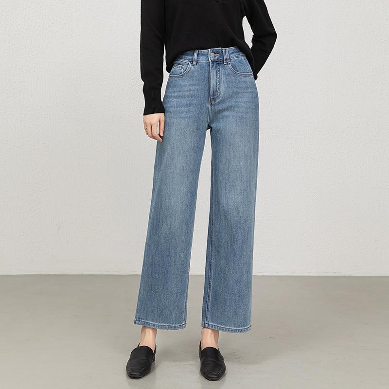 

Women s Spring 2026 High-Waisted Wide-Leg Stretch Denim Pants 30