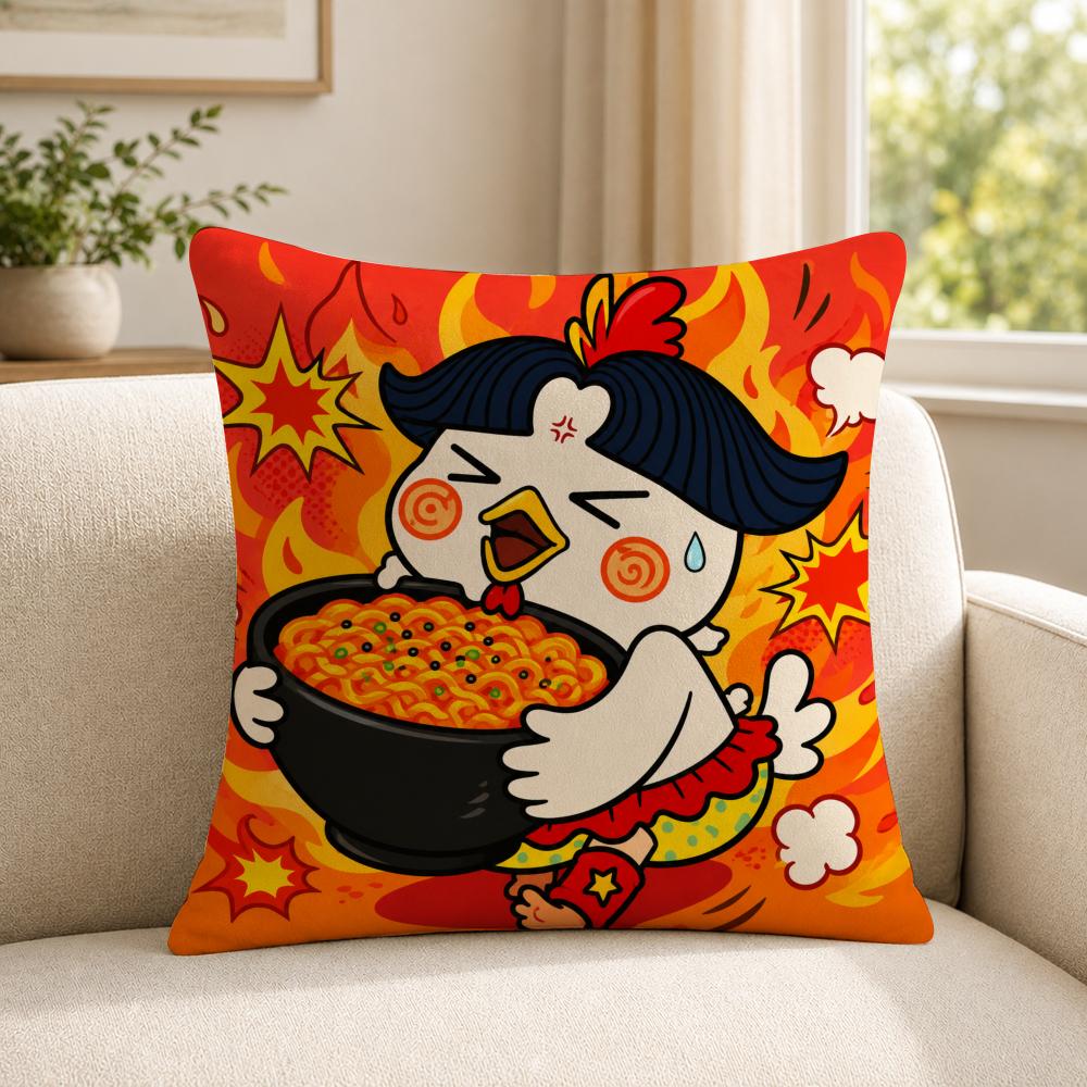 Food SSamyang BBuldak Cushion Cover Soft Short Plush SkinFriendly Cushion Case for MultiScene Use
