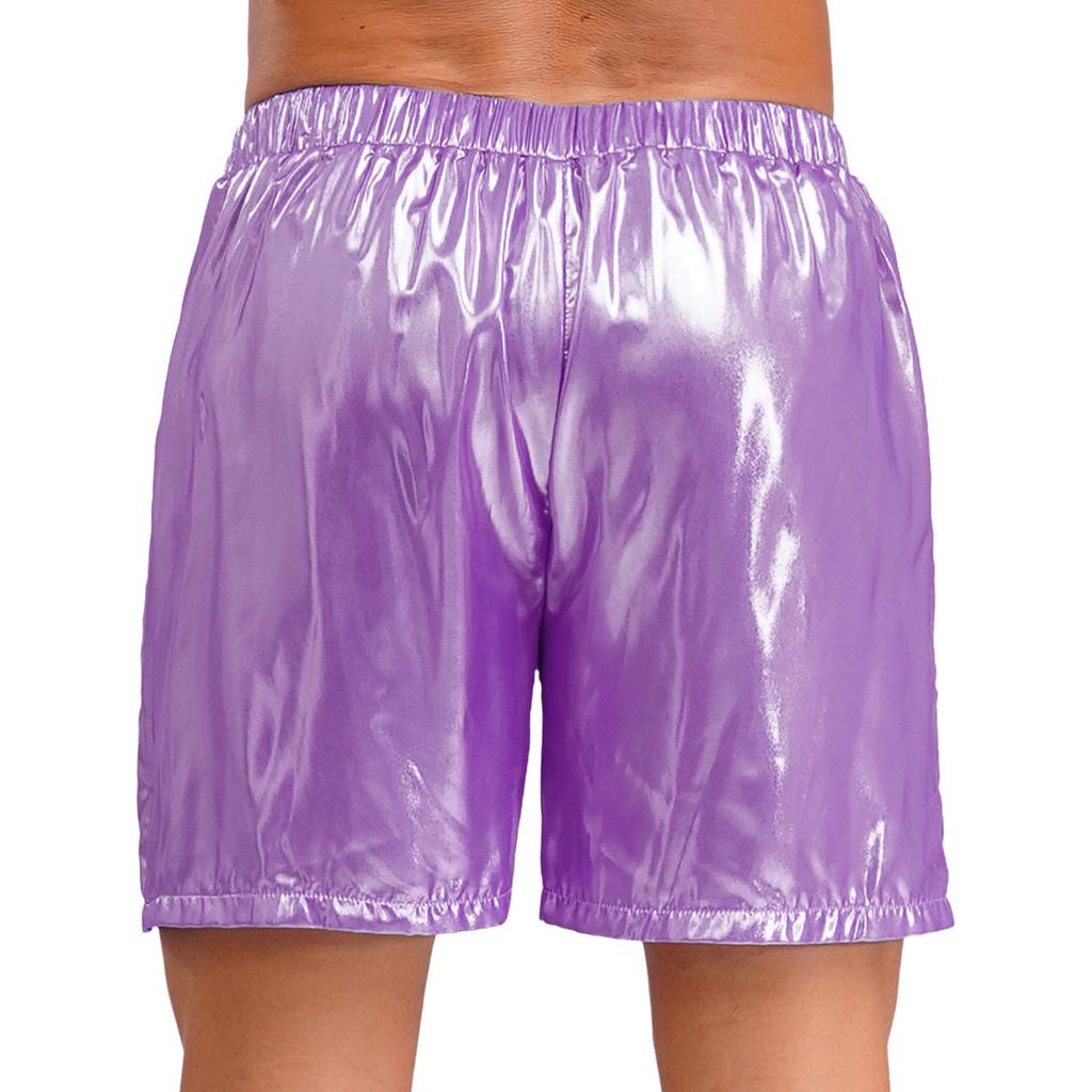 Shorts Boxer Brillants pour Homme Ceinture Élastique Design Poche Latérale Coupe Ample Shorts de Plage Brillants Vêtements d'Intérieur