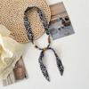 Korean version of versatile classic leopard print beaded silk scarf women's summer decoration long strip small scarf adjustable thin scarf