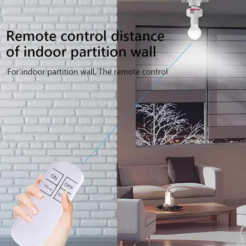 E27 Remote Control Smart RF 433MHZ Switch Light Bulb Socket LED Lamp Bases ON/OFF Room Chandelier Timer Switch Battery Powered