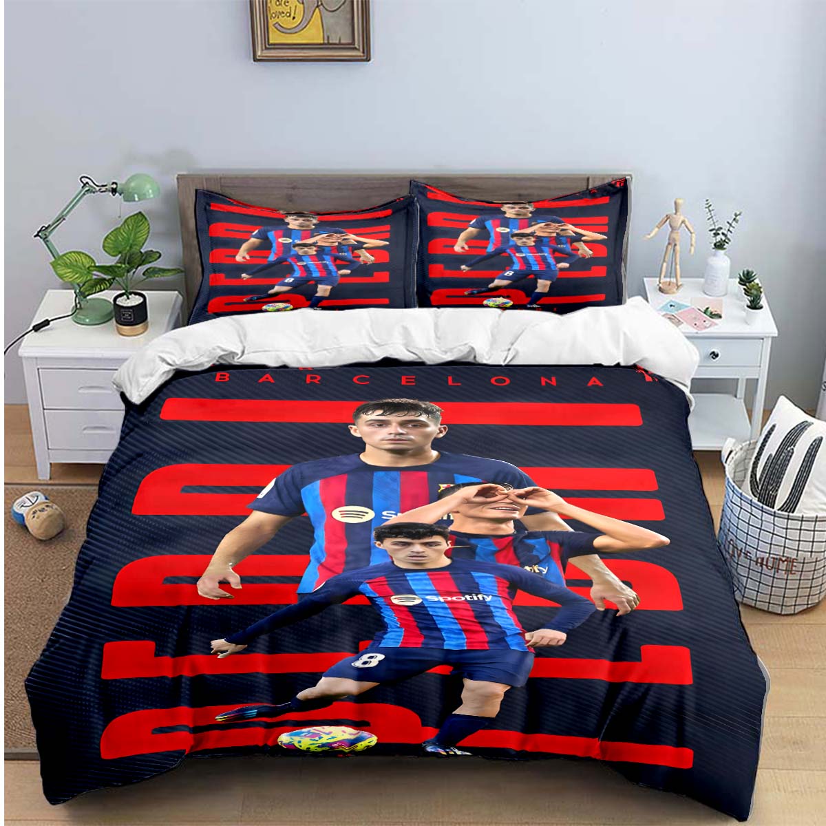 

Испания Мода Футбольная Звезда P-Педри Принт Комплекты Постельного Белья Набор Для Кровати Комплект С Одеялом Подростки Девочки Твин Односпальный Детский Подарок EU Single(135*200cm)3pcs