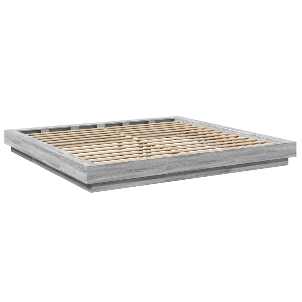 LED Bed Frame in Grey Sonoma 180 x 200 cm Engineered Wood