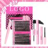 Pink Eyelash Extension Set: 60-80 Piece Single Cluster, Dense Photogenic False Lashes
