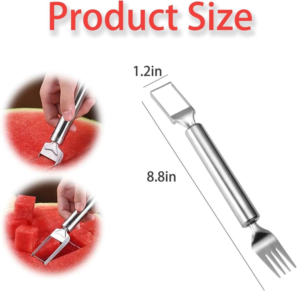 2-in-1 Stainless Steel Fruit Cutter, Watermelon Cutter, Stainless Steel Watermelon Fork Slicer, Watermelon Cutter Slicer Tool Fruit Forks Slicer Knife